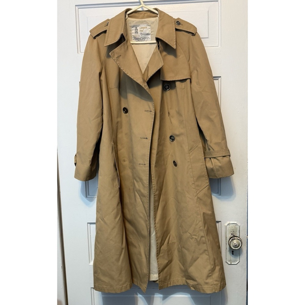 80s 90s Vintage London Fog Maincoat Double Breasted‎ Heritage Trench Size 12